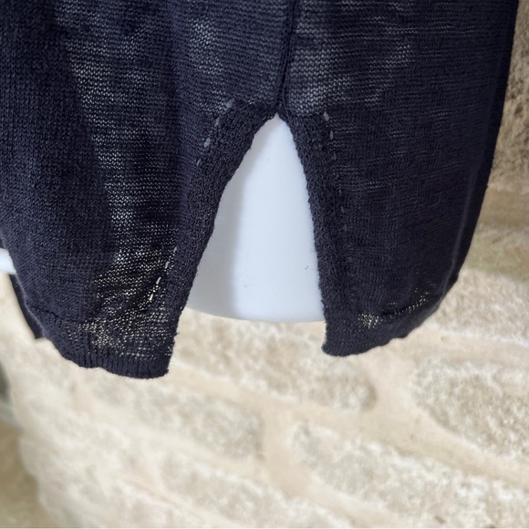 Vince linen sweater navy blue lightweight sheer M - Picture 3 of 7
